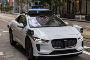 Autonomous electric vehicle on city street