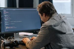 AI researcher working on a computer