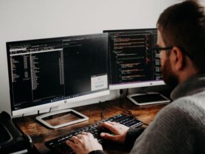 Developer using AI coding assistant