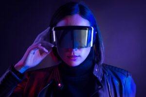lady wearing AI smart glasses