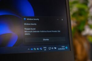 Laptop screen showing security settings