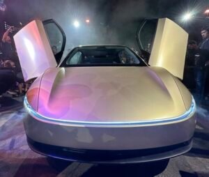 Tesla Cybercab autonomous vehicle with no conventional driving controls