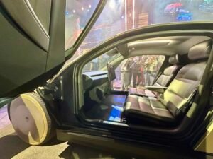 Tesla Cybercab interior without steering wheel or pedals