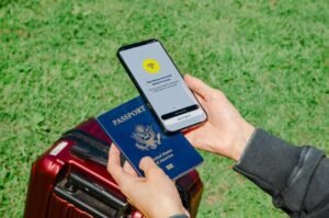 A traveler booking a flight, 