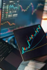 Financial market charts representing OpenAI valuation and investor interest